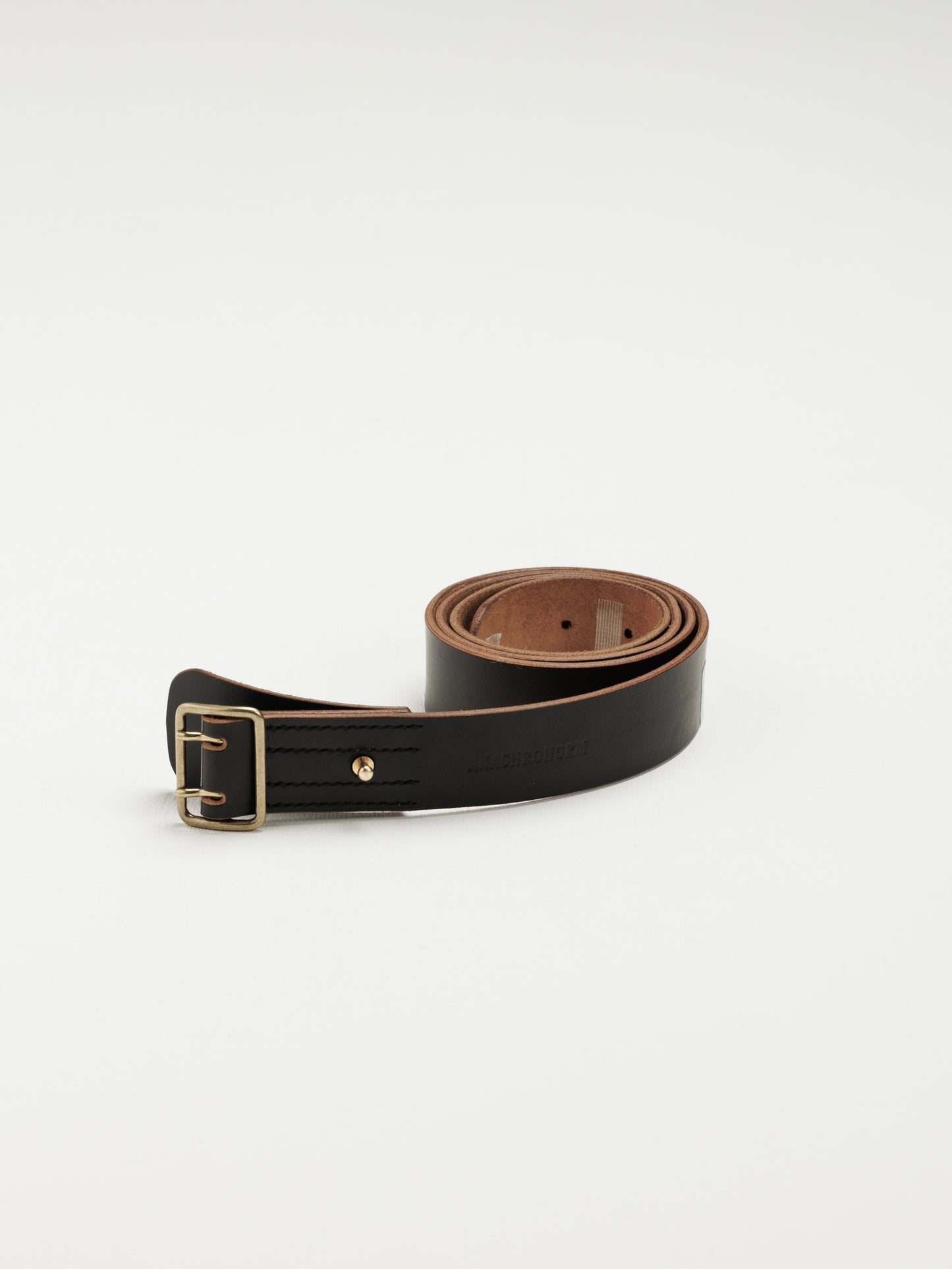 DOUBLE PIN LEATHER BELT / Black