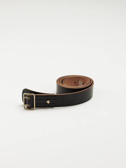 DOUBLE PIN LEATHER BELT / Black