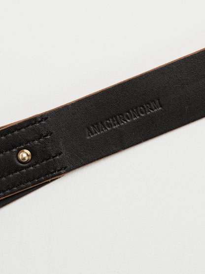 DOUBLE PIN LEATHER BELT / Black
