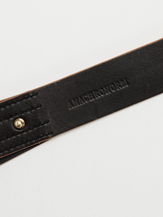 DOUBLE PIN LEATHER BELT / Black