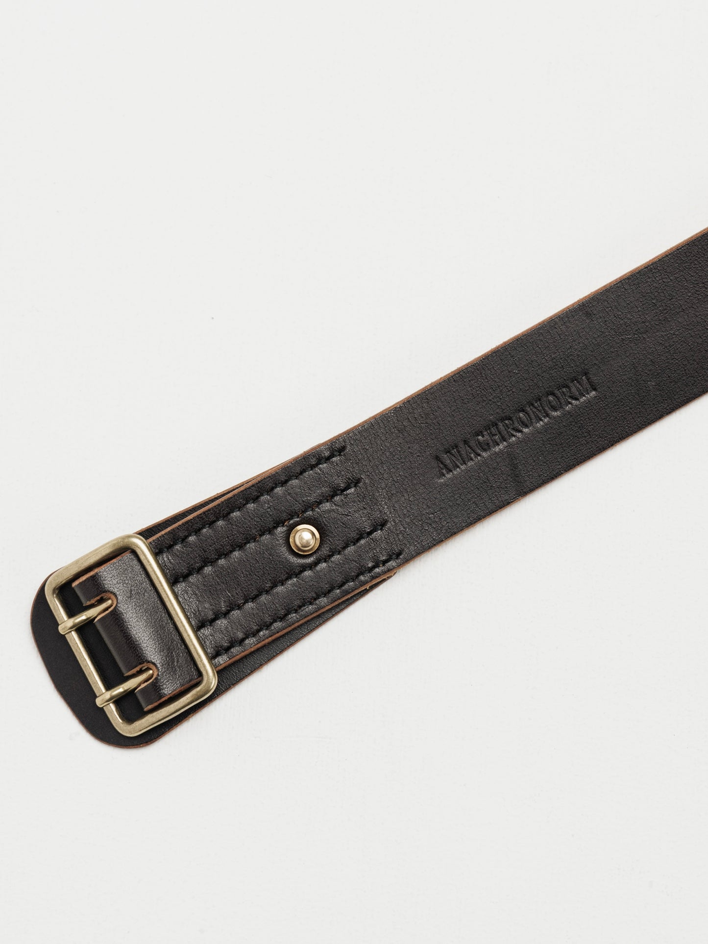 DOUBLE PIN LEATHER BELT / Black
