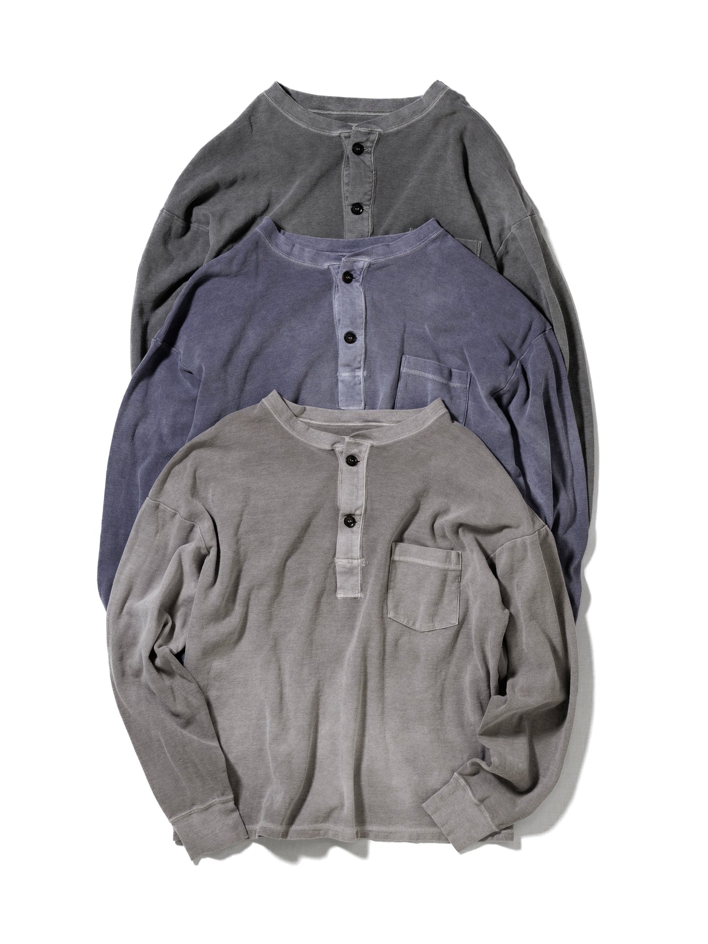 PIGMENT THERMAL HENLEY NECK L/S T-SHIRTS / Dusty Purple