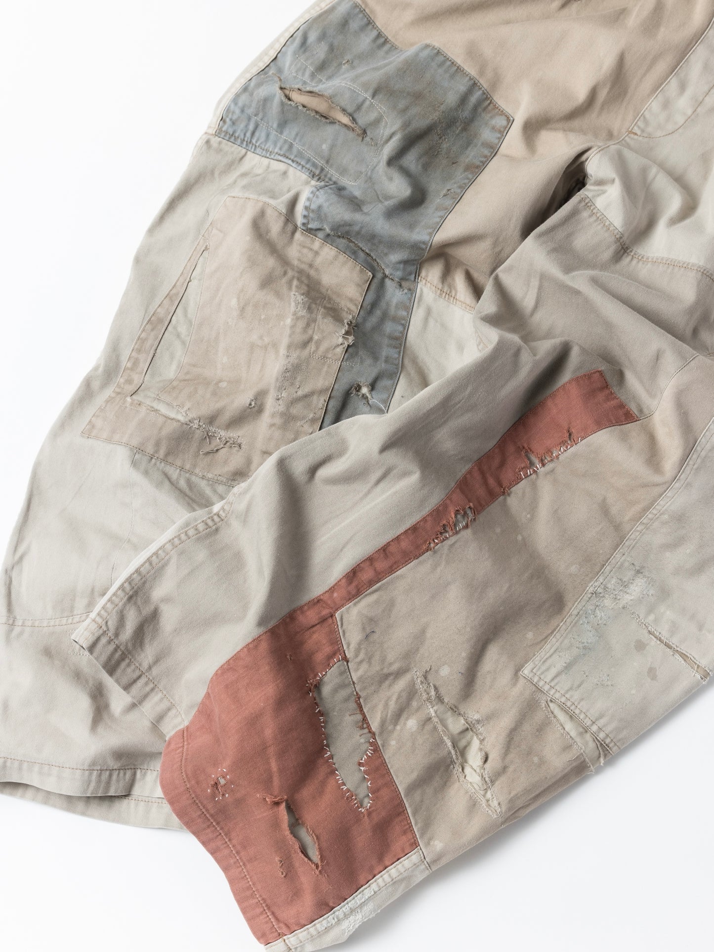 REMAKED MIX PANEL WIDE EASY PANTS / Beige