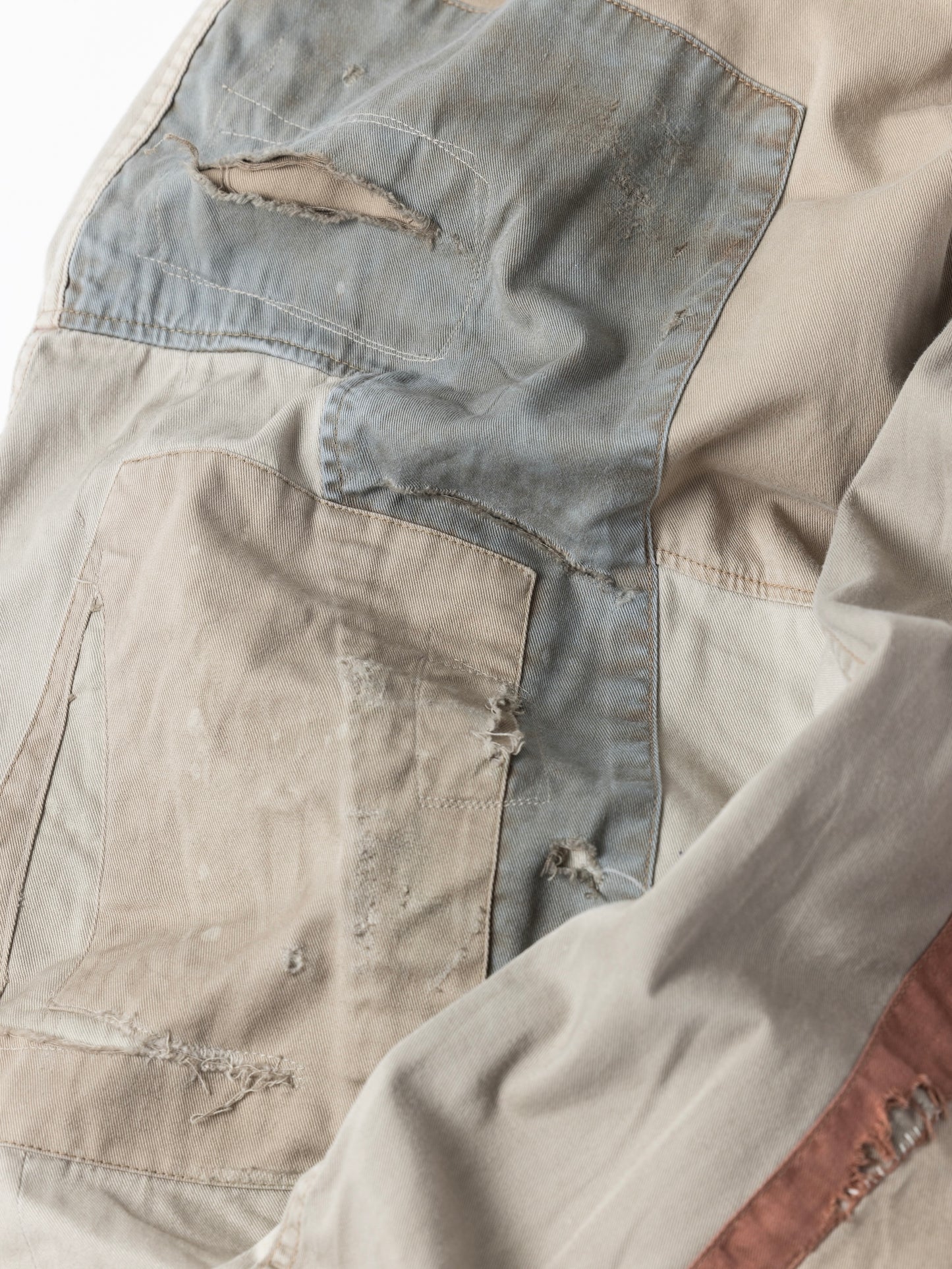 REMAKED MIX PANEL WIDE EASY PANTS / Beige
