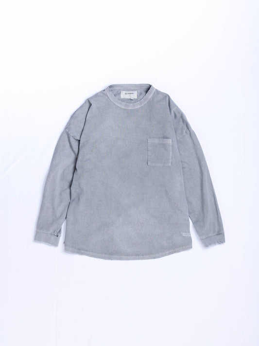 PIGMENT DYED POCKET L/S T-S / Gray