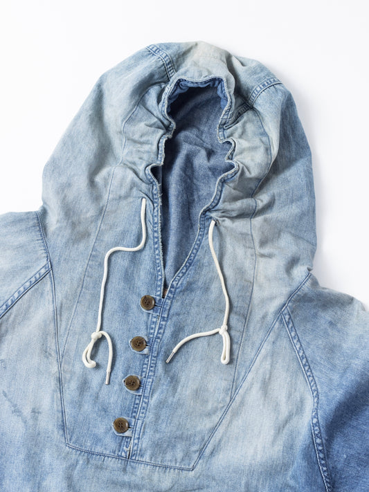 AGING UTILITY DENIM ANORAK PULLOVER / Indigo