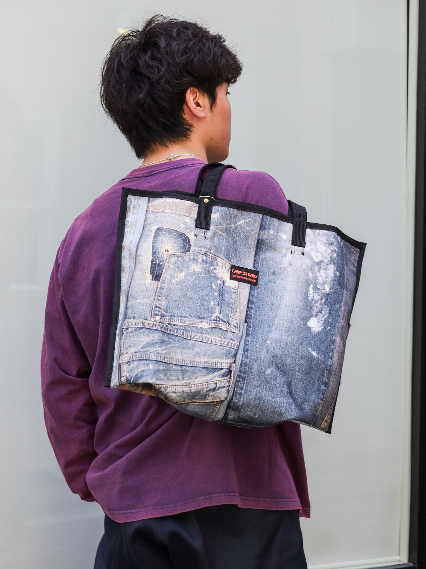 REVERSIBLE CAMP STEADY TOTE BAG / Black×indigo