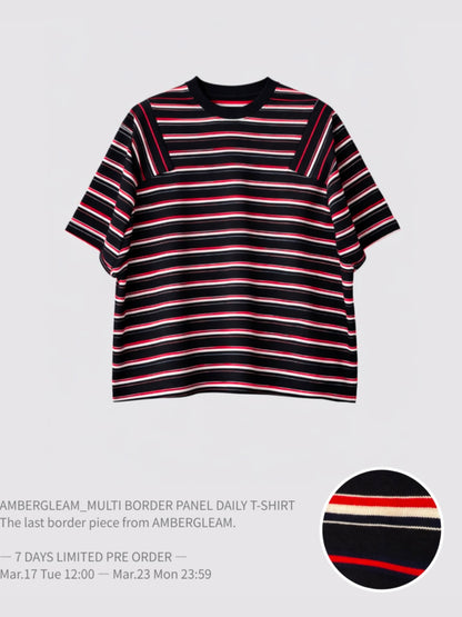 ＜4月末～5月上旬発売ご予約アイテム＞マルチボーダーパネルデイリーTシャツ / ブラック
