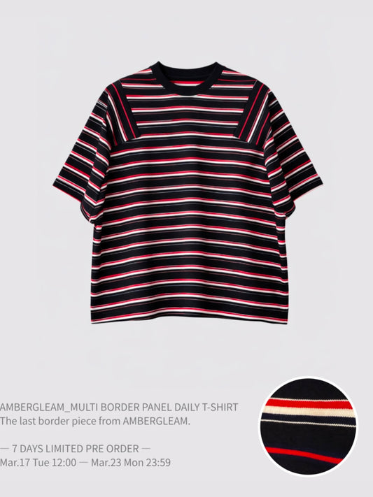 ＜4月末～5月上旬発売ご予約アイテム＞マルチボーダーパネルデイリーTシャツ / ブラック