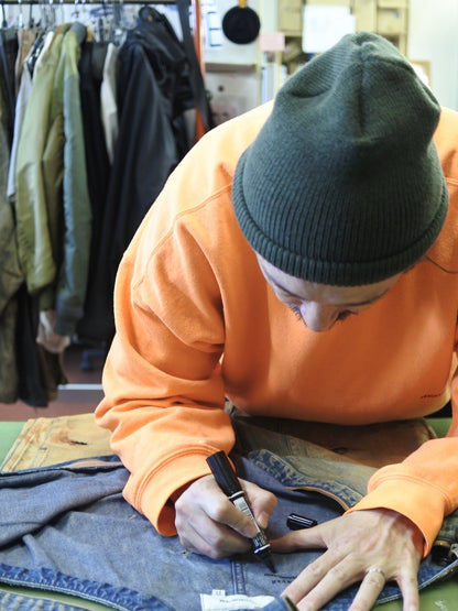 100-YEAR PROCESSING DENIM DECK OVER PANTS / FLATBUSH Ltd.