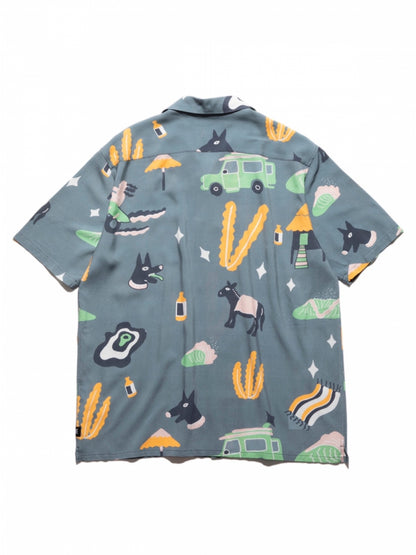 "GONZO VIAJE" S/S WOVEN / Slate blue