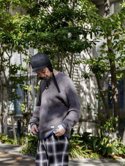 ORGANIC COTTON LINKING MOHAIR KNIT / Gargoyle