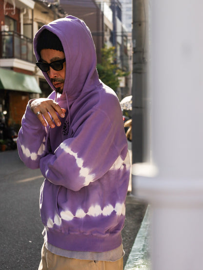 "GUIDE WORKS" TIE DYE P/O HOODED SWEAT / Purple haze shibori