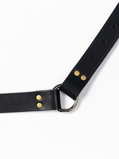 PINBUCKLE RING LEATHER BELT / Black