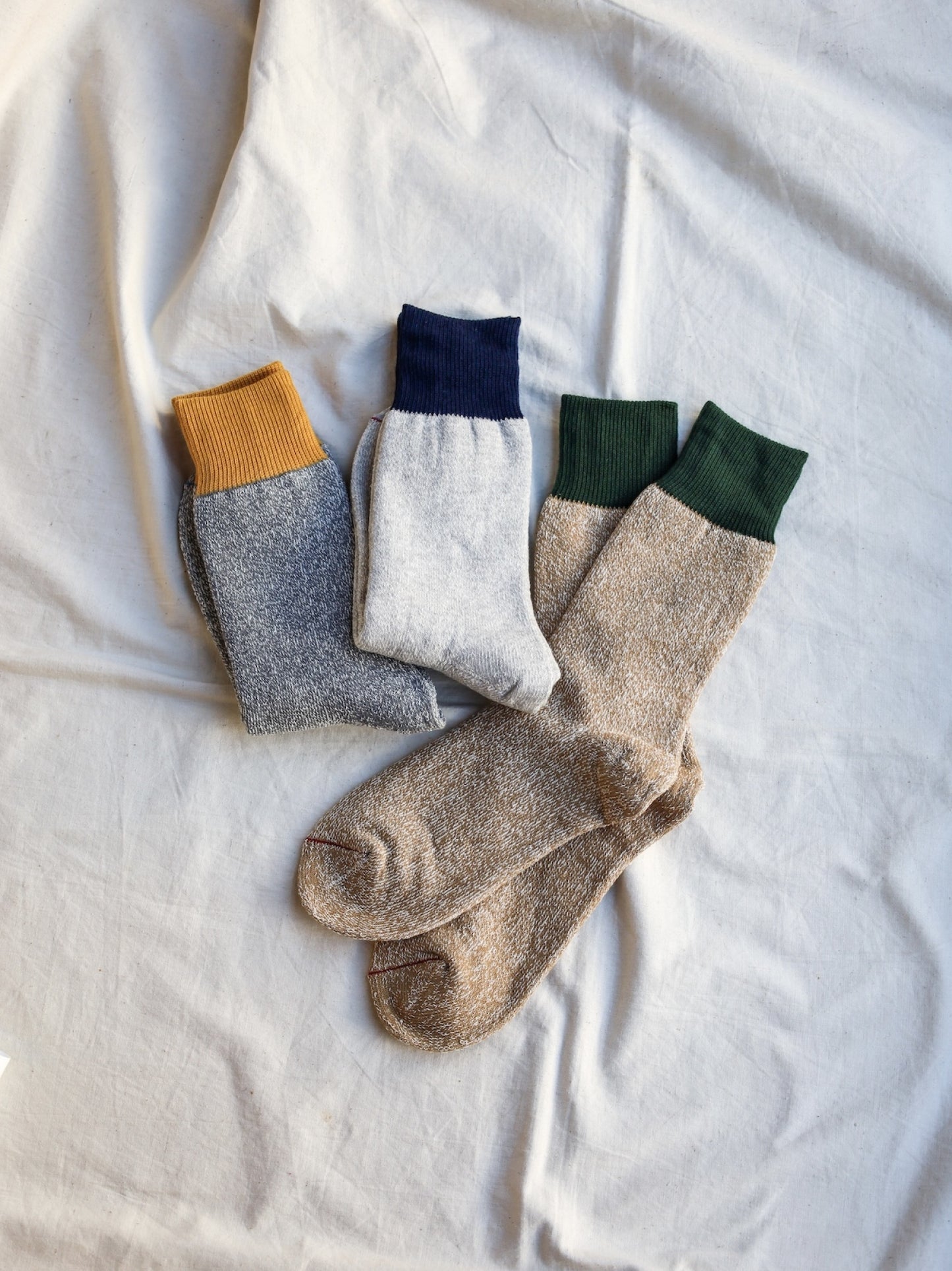 DOUBLE FACE CREW SOCKS SILK & COTTON / 3colors