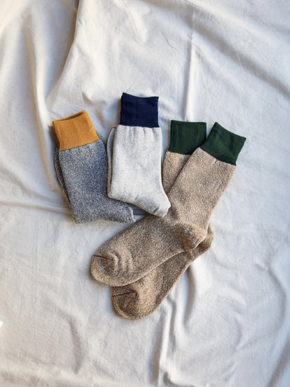 DOUBLE FACE CREW SOCKS SILK & COTTON / 3colors