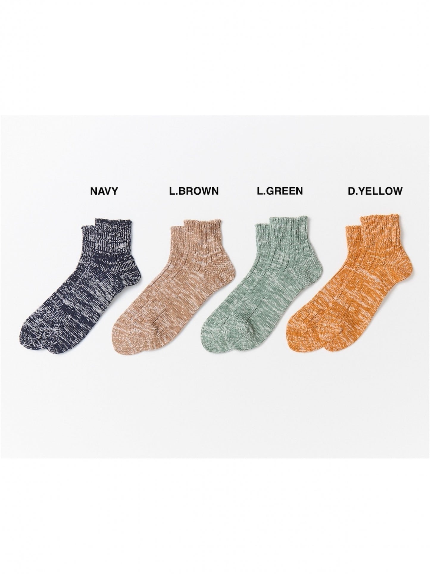 LOW GAUGE RIBBED MARL ANKLE SOCKS / 4colors