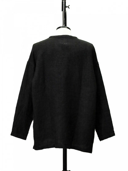 "fulton × CRANK PROJECTS" ハードリネンキャンバスファットシャツ / ブラック