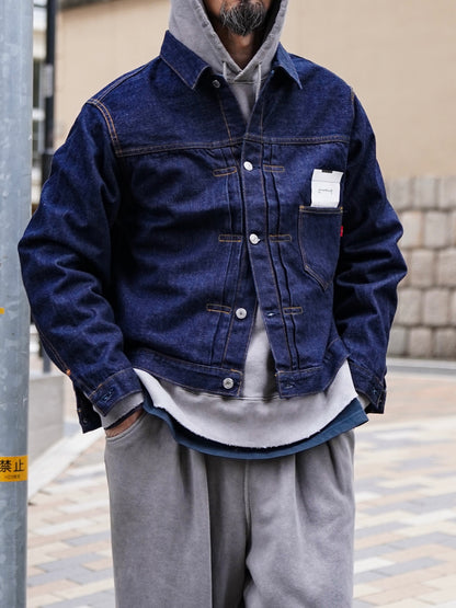 FRONT TUCK DENIM JACKET / Indigo (one wash)
