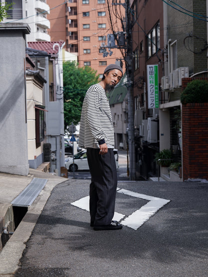 引揃ハイゲージ天竺クルーネックTEE / Off×navy