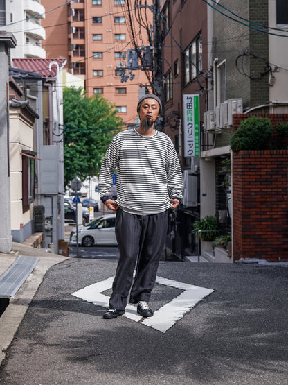 引揃ハイゲージ天竺クルーネックTEE / Off×navy