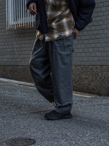 CASHMERE WOOL DOUBLE KNEE PANTS / Grey M