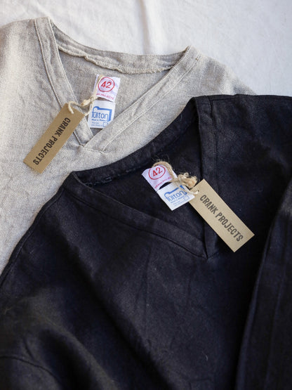 "fulton × CRANK PROJECTS" ハードリネンキャンバスファットシャツ / ブラック