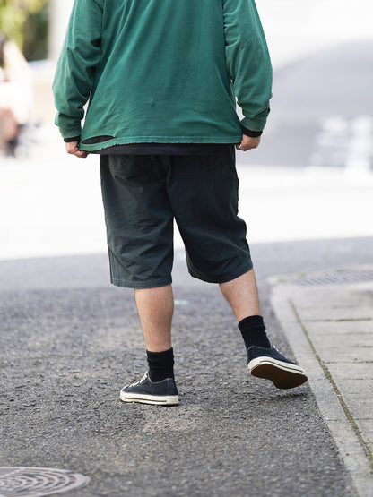 DOUBLE KNEE PAINTER SHORT PANTS / Black