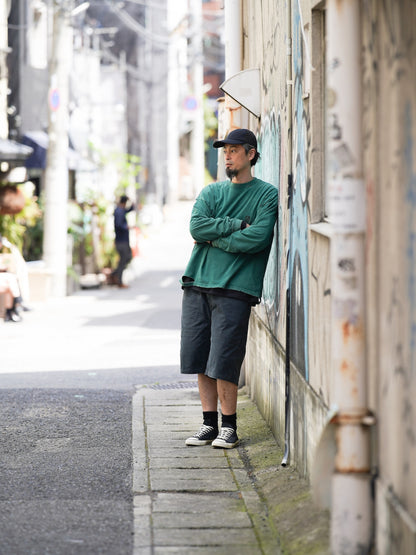 DOUBLE KNEE PAINTER SHORT PANTS / Black