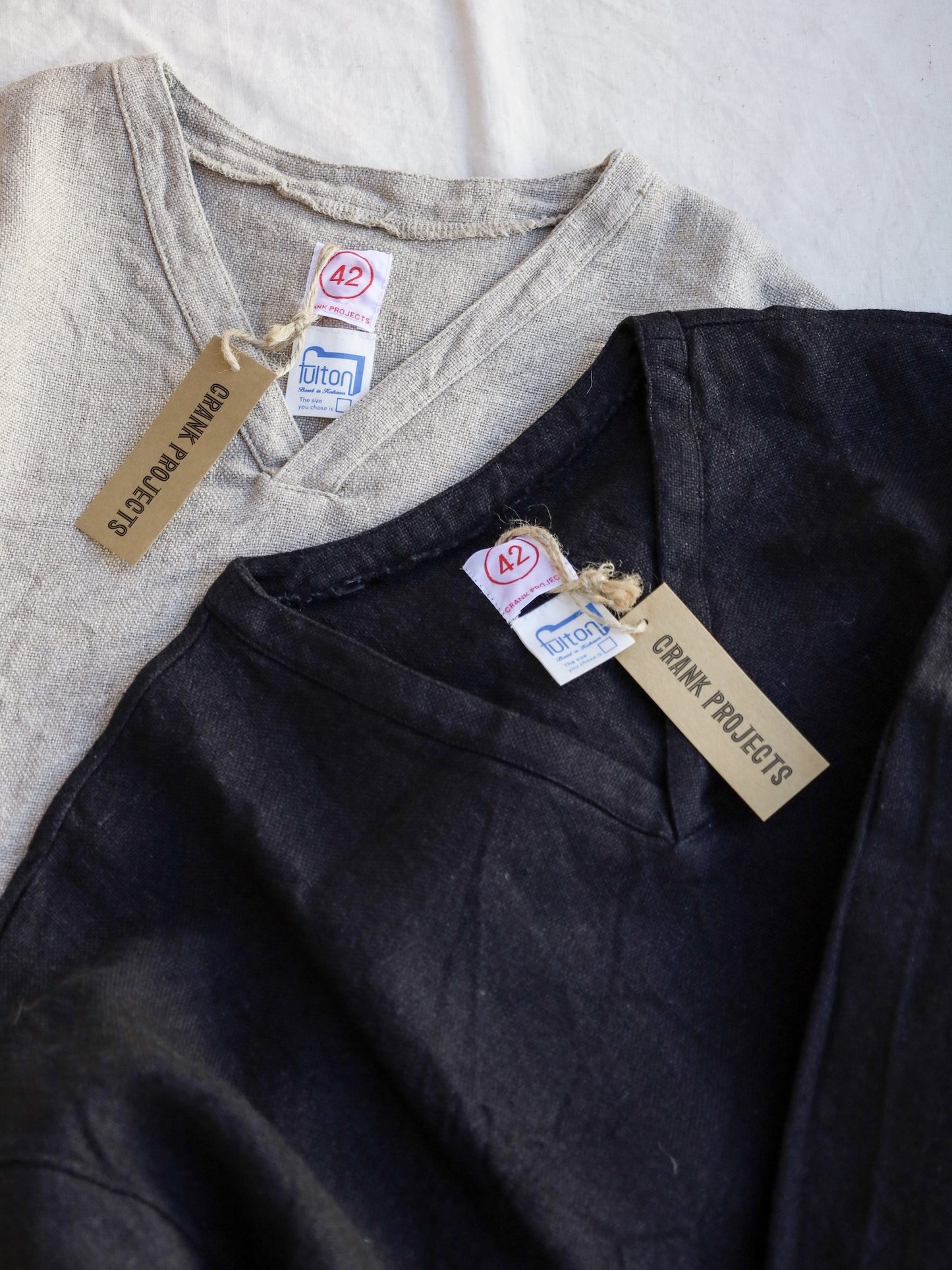 "fulton × CRANK PROJECTS" ハードリネンキャンバスファットシャツ / サンド