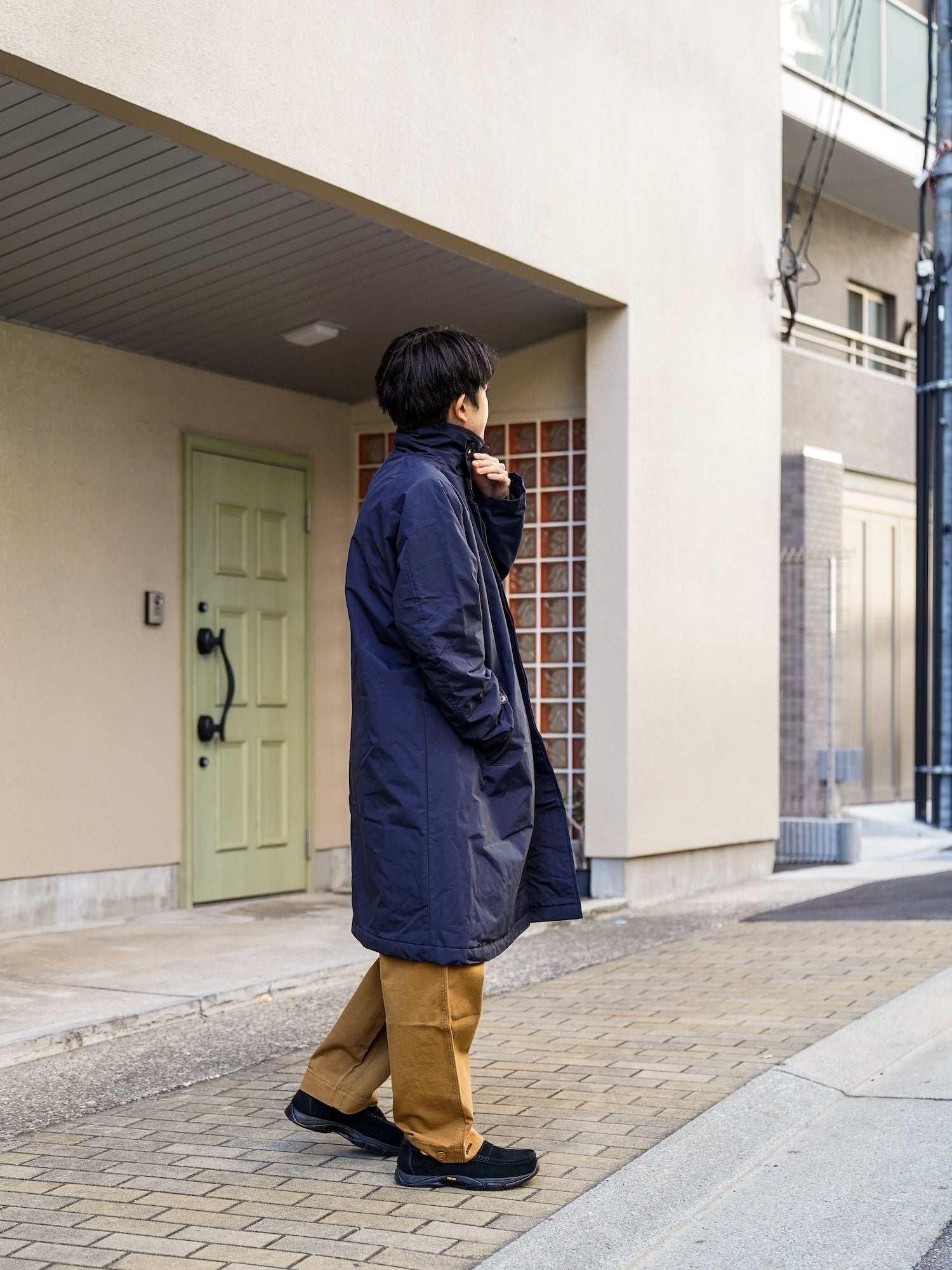 60/40クロス Sorona®Dupont 中綿 ステンカラーコート / UK. Navy