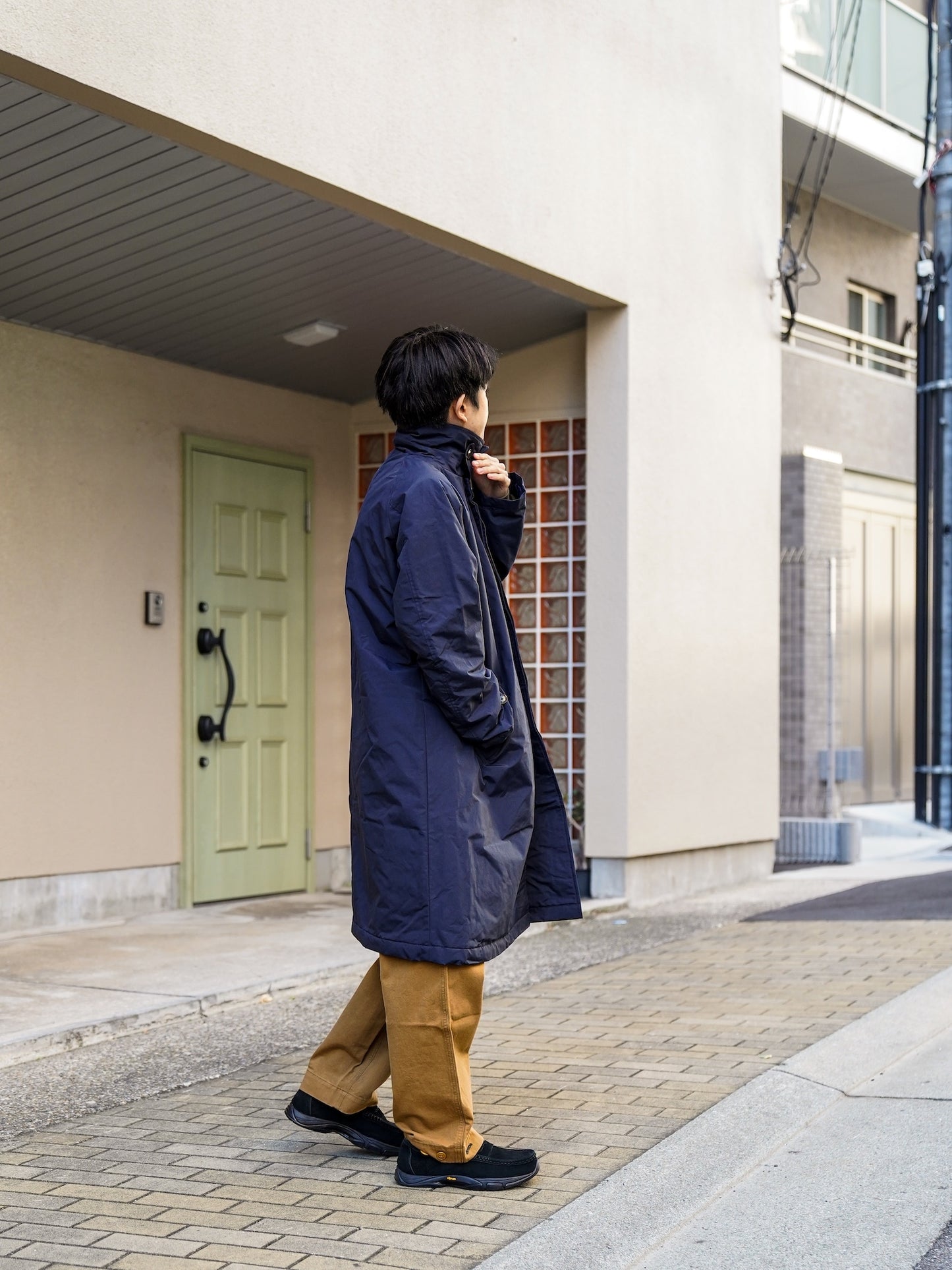 60/40クロス Sorona®Dupont 中綿 ステンカラーコート / UK. Navy