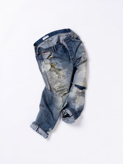 HARD REMAKED REGULAR TAPERED 5P PANTS / Indigo(remake)