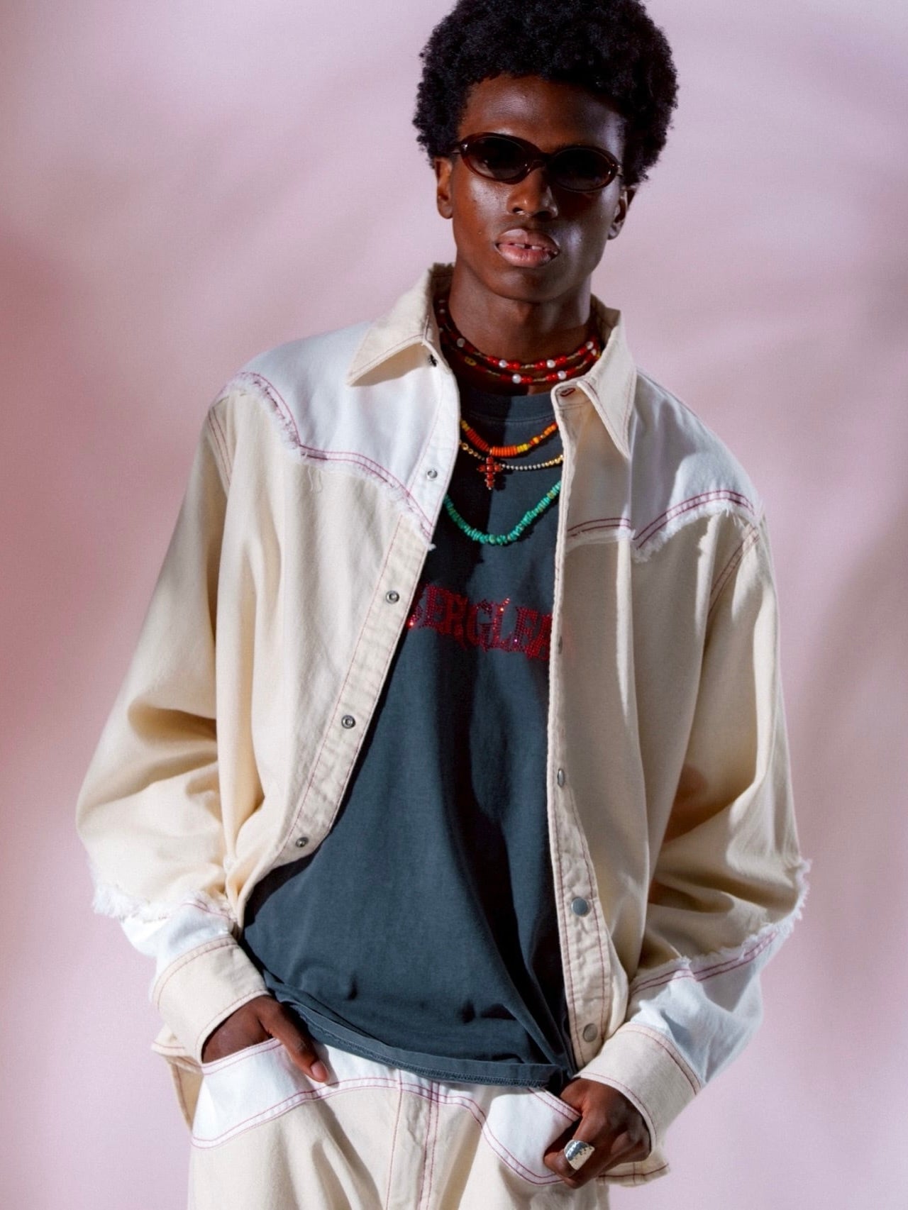 デニムウエスタンジャケット / ホワイトムスク