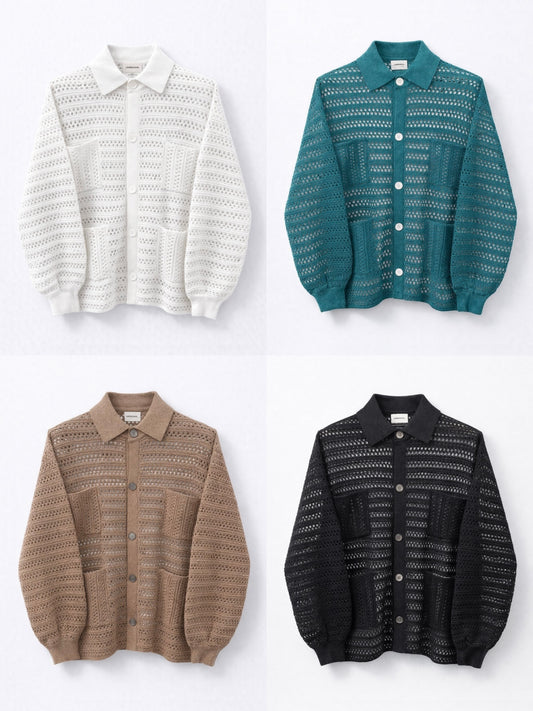 和紙ブレンドアイレットカーディガン / 4colors