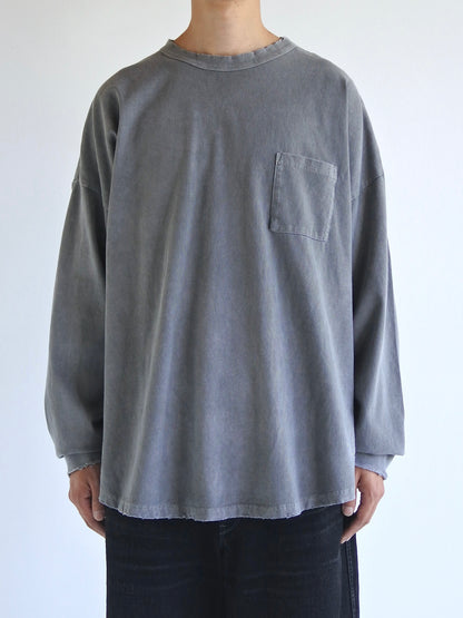 PIGMENT DYED POCKET L/S T-S / Gray