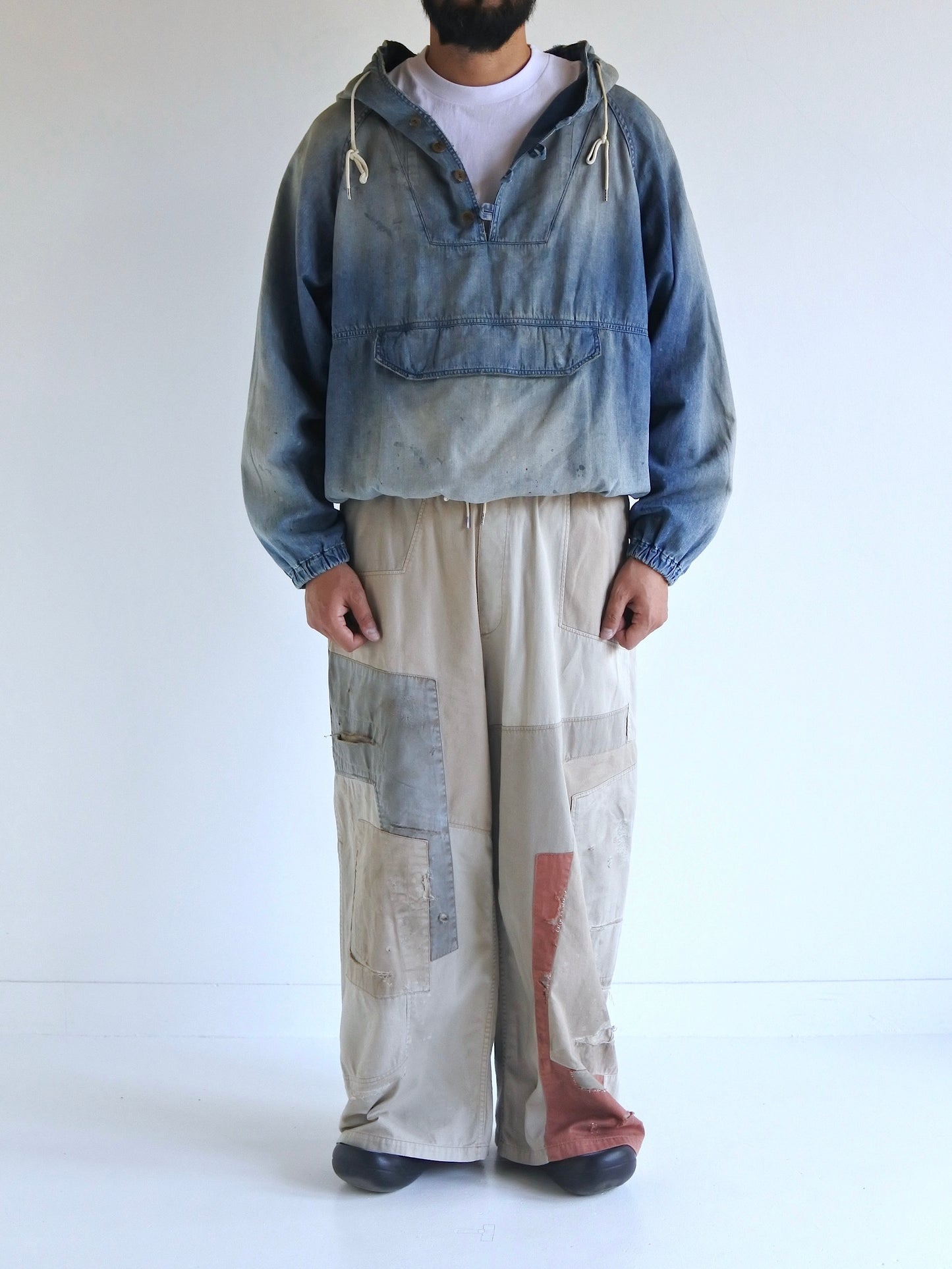AGING UTILITY DENIM ANORAK PULLOVER / Indigo