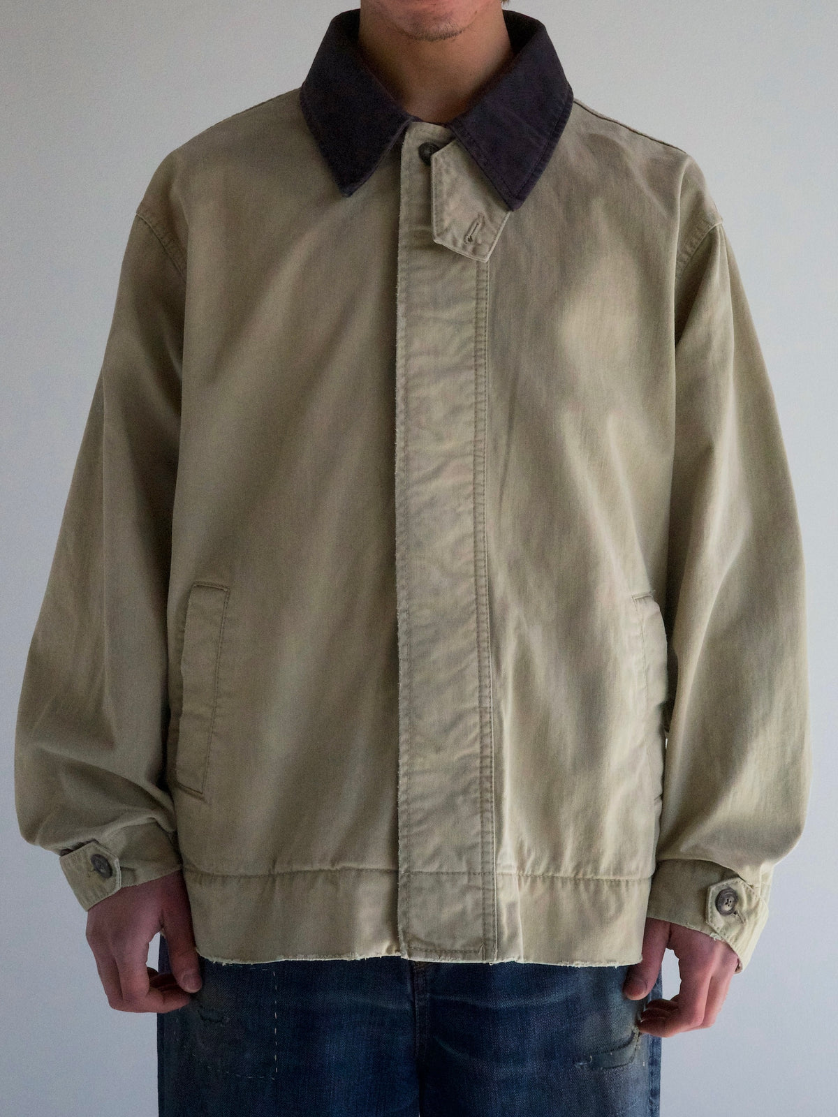 SOUTIEN COLLAR MIDDLE JACKET / Khaki×Black