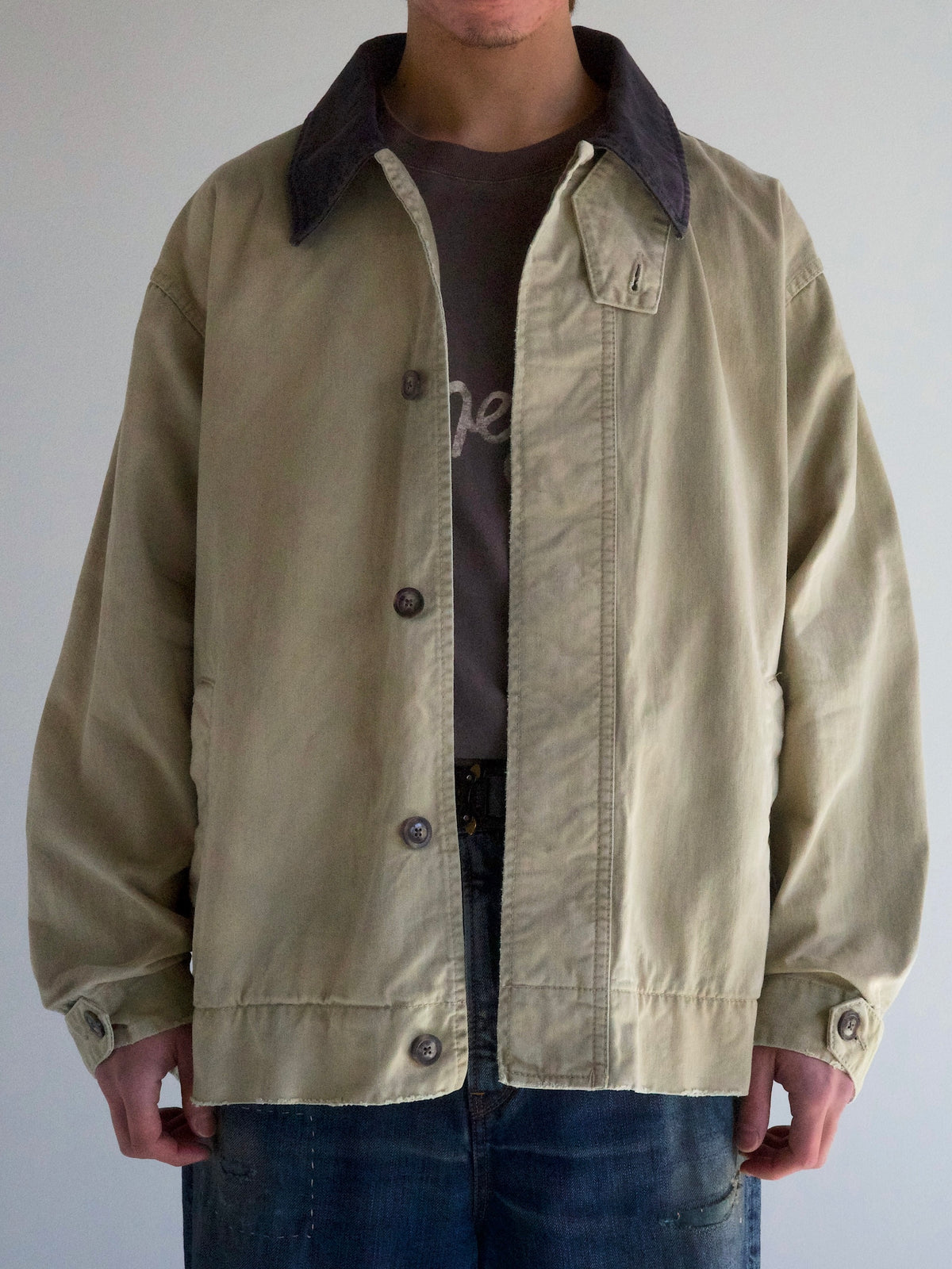 SOUTIEN COLLAR MIDDLE JACKET / Khaki×Black