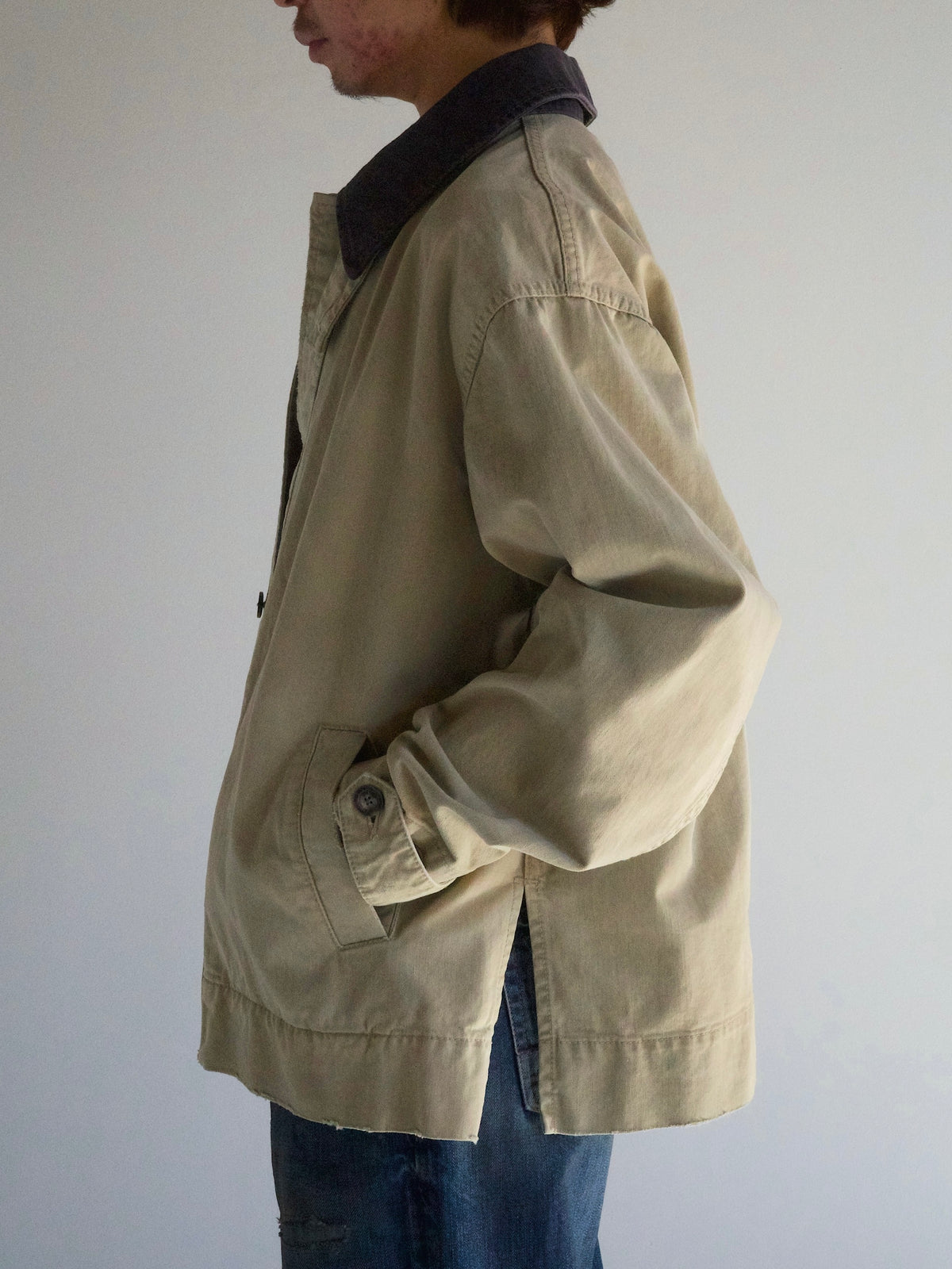 SOUTIEN COLLAR MIDDLE JACKET / Khaki×Black