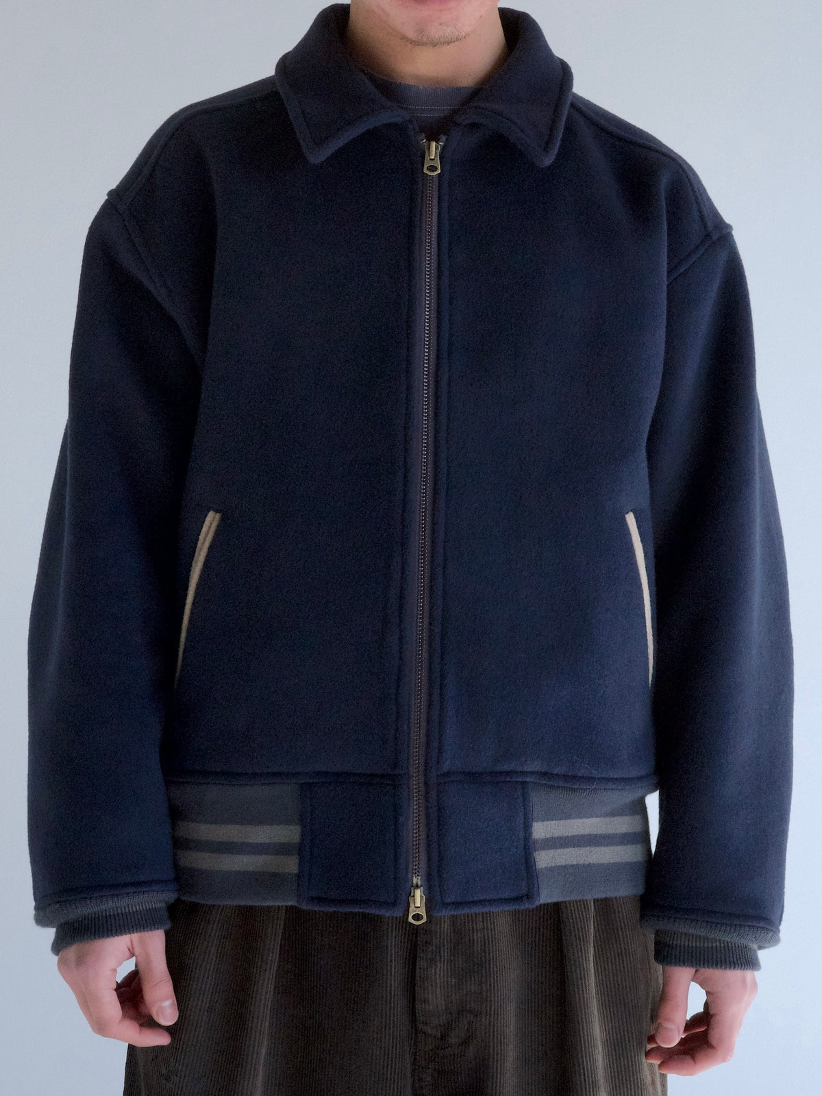 MELTON WOOL DRIZZLER JACKET / Navy