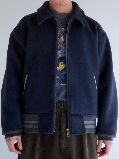 MELTON WOOL DRIZZLER JACKET / Navy