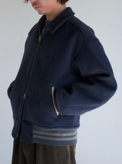 MELTON WOOL DRIZZLER JACKET / Navy