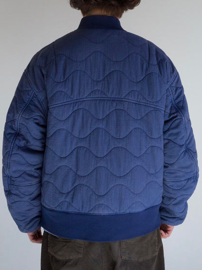 NYLON QUILTING BOMBER JACKET / Blue