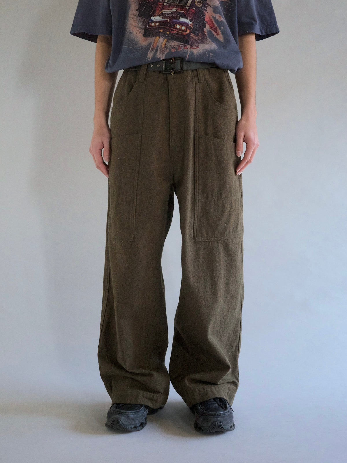 WOOL PAINTER PANTS / Olive
