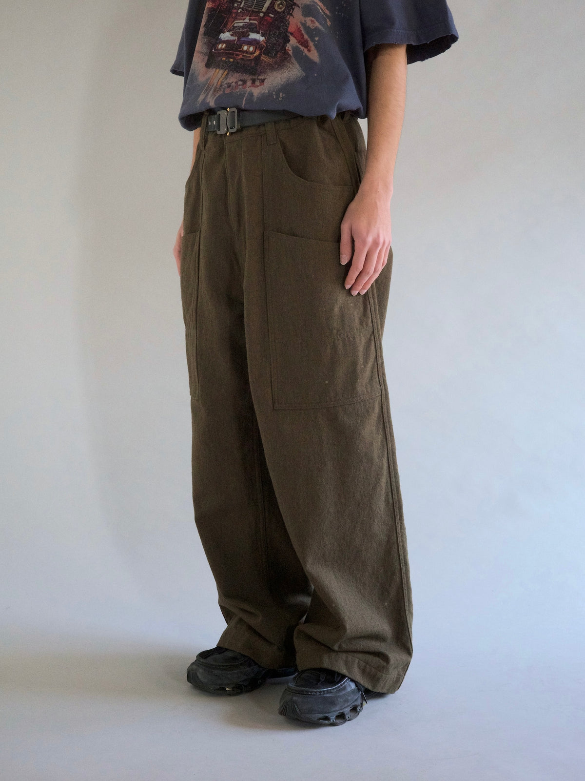 WOOL PAINTER PANTS / Olive
