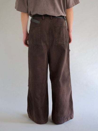 KERSEY TUCK WIDE PANTS / Brown