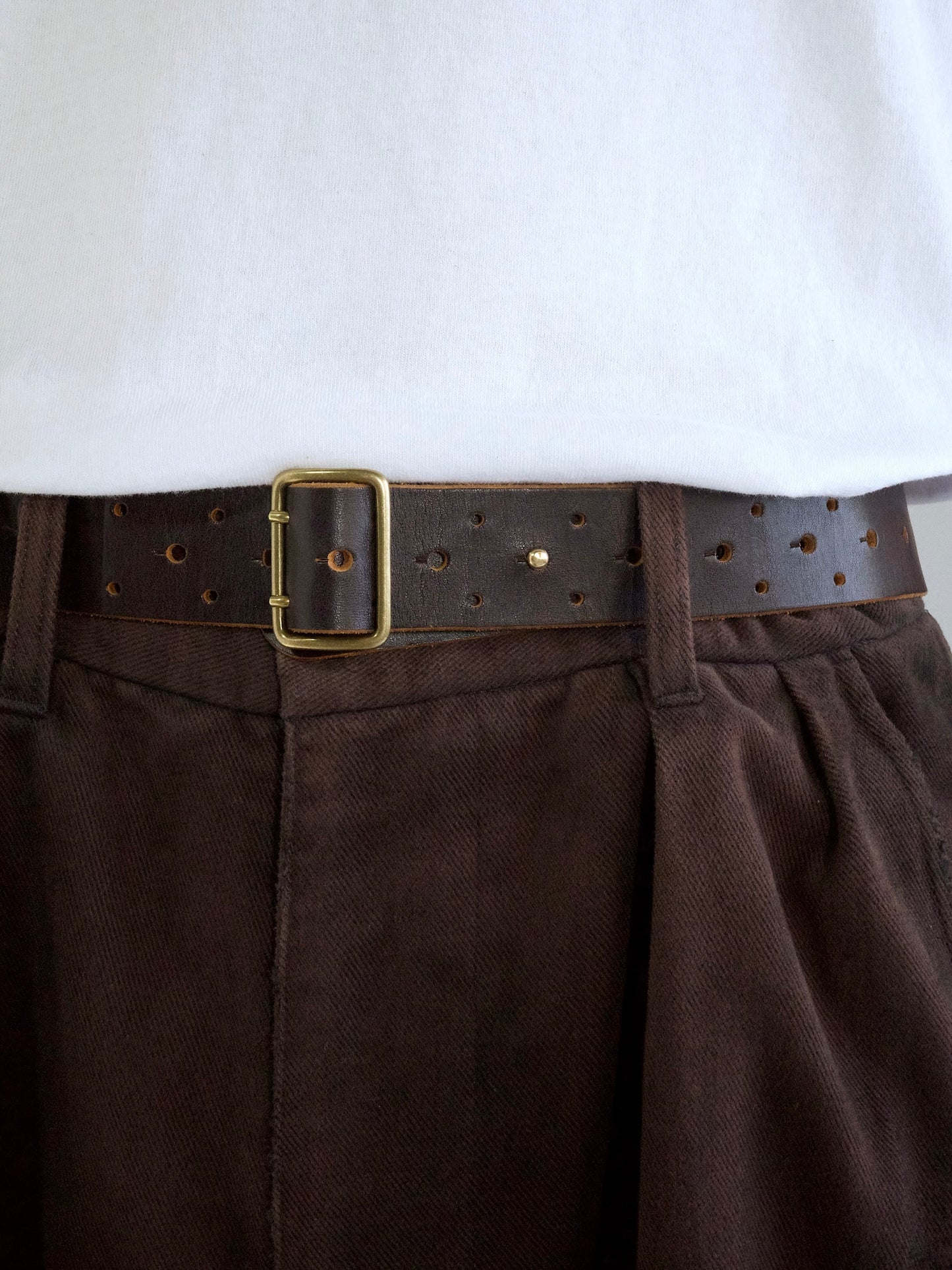 DOUBLE PIN LEATHER BELT / Black