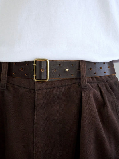 DOUBLE PIN LEATHER BELT / Black