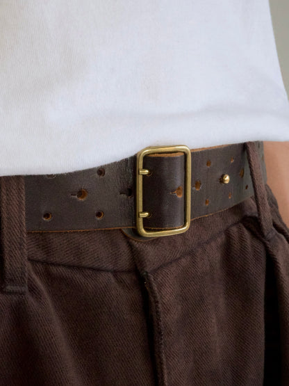 DOUBLE PIN LEATHER BELT / Black